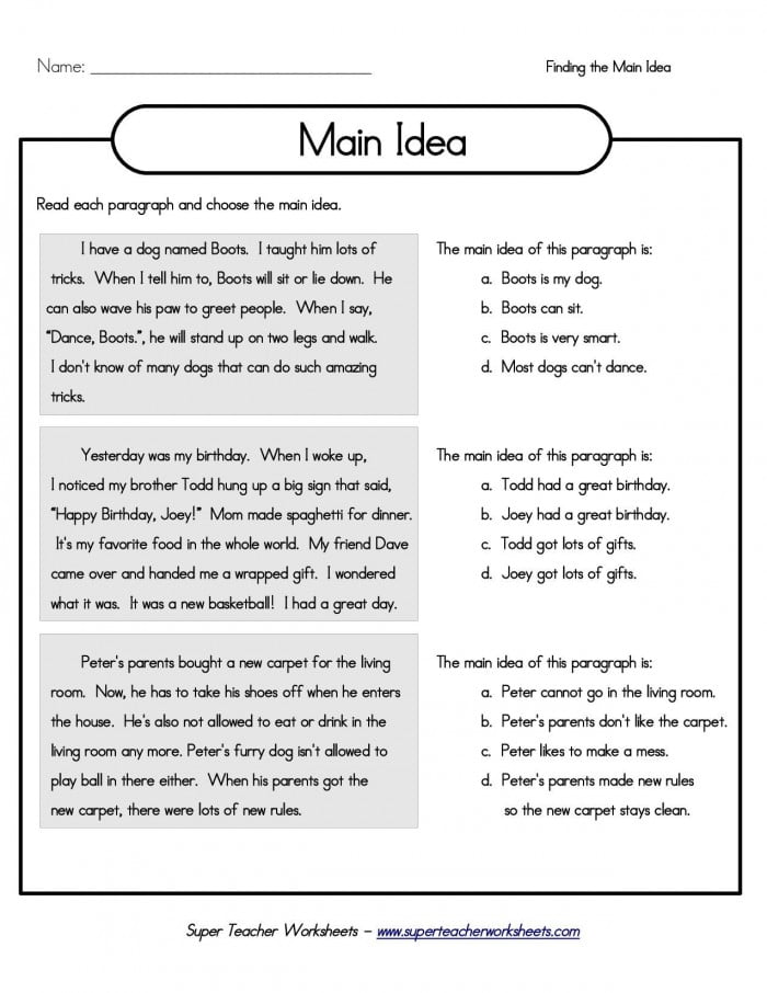 pix Main Idea And Supporting Details Worksheets 3Rd Grade Pdf