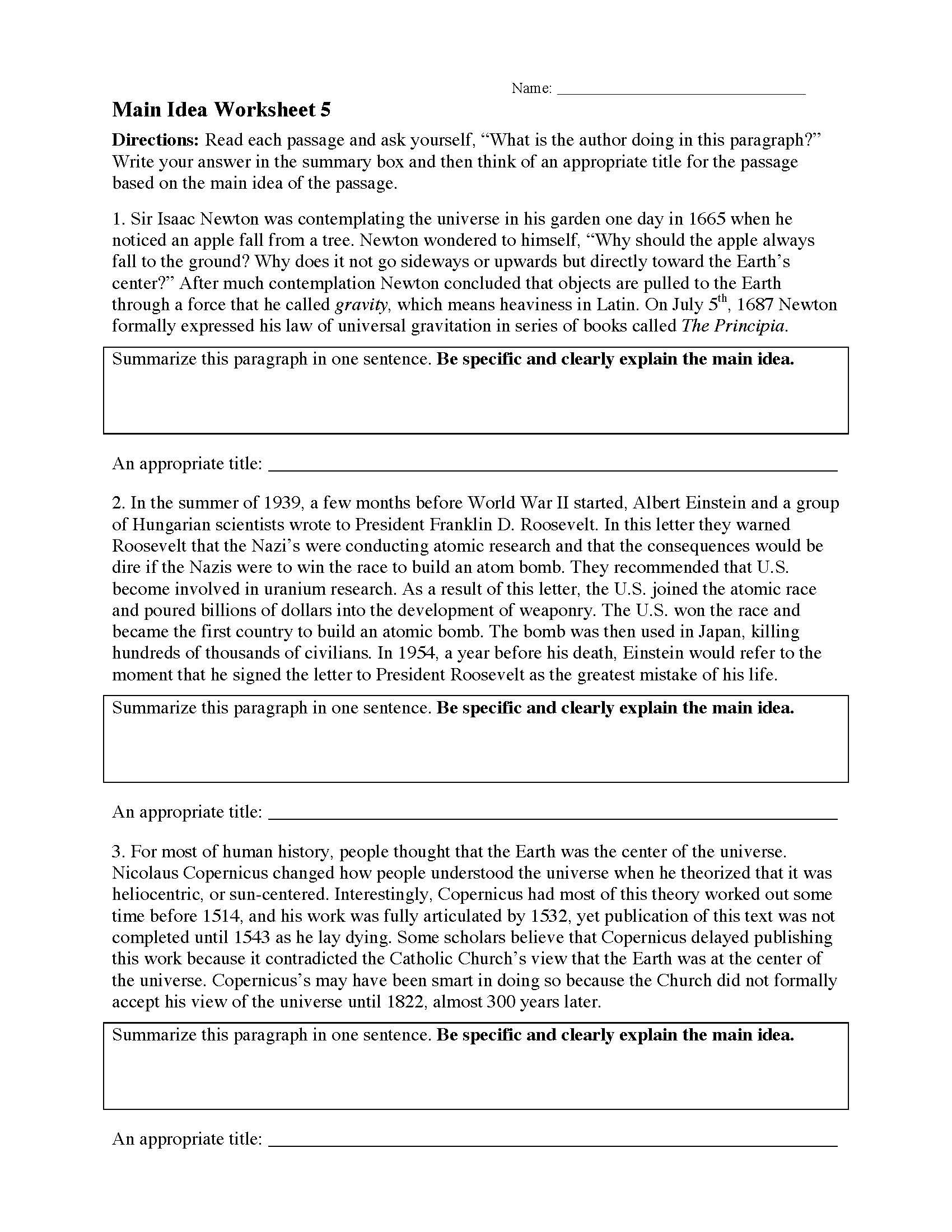photo Main Idea And Supporting Details Worksheets Pdf 8Th Grade