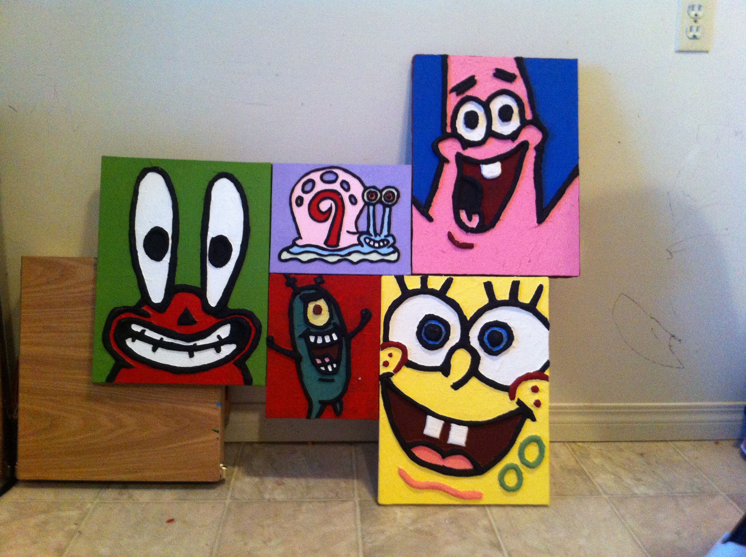 pic Spongebob Cartoon Paintings On Canvas