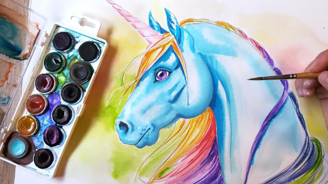 Watercolor Unicorn Easy pic Watercolor Unicorn Easy