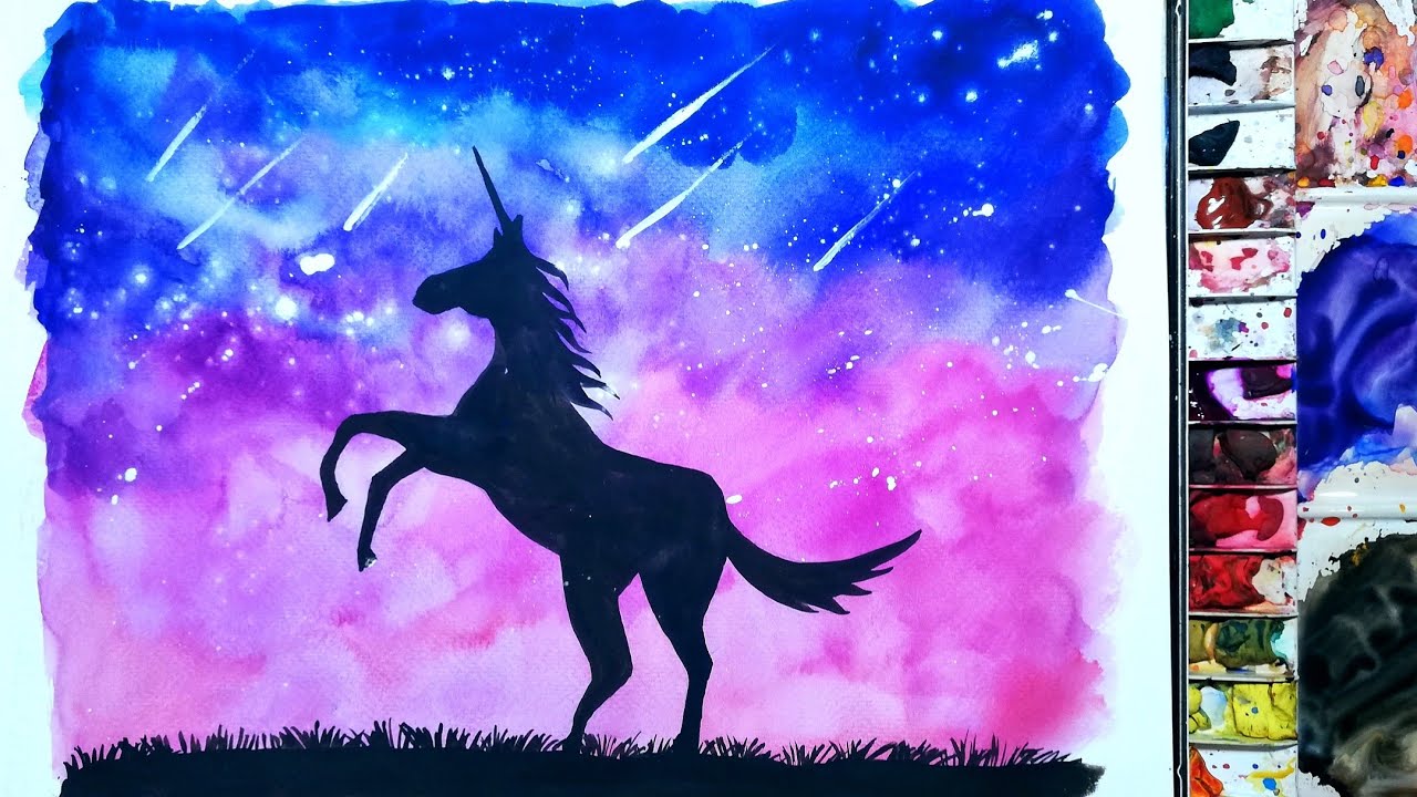 Watercolor Unicorn Easy pix Watercolor Unicorn Easy