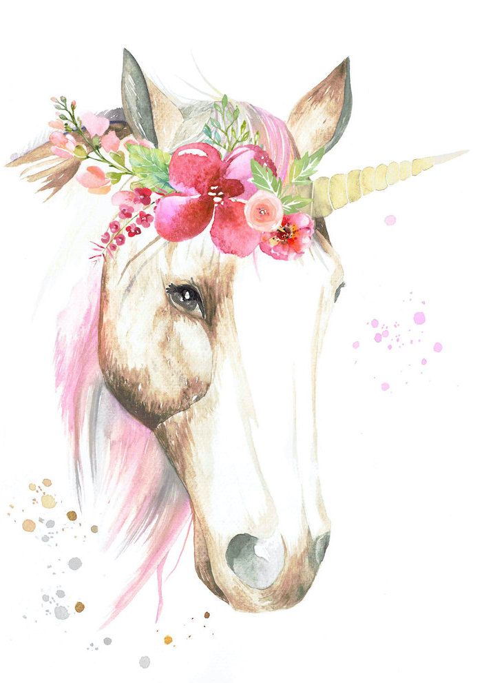 picture Watercolor Unicorn Head
