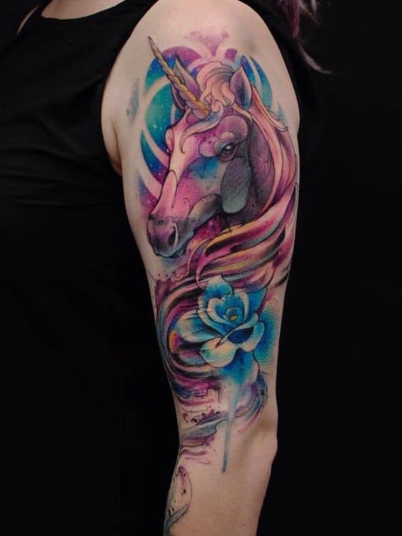 images Watercolor Unicorn Tattoo Ideas