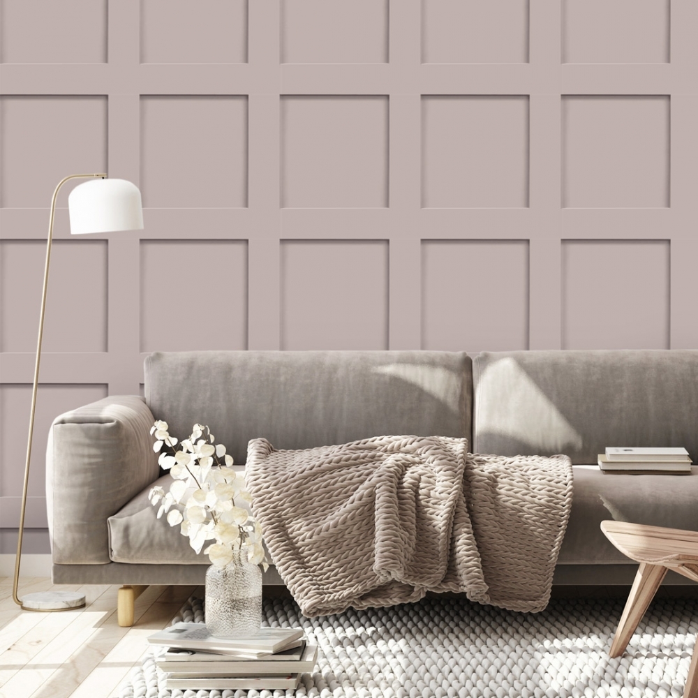 picture Wood Panel Wallpaper Blush Pink